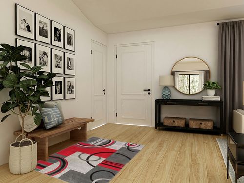 Well Woven Echo Shapes & Circles Red/Grey Modern Geometric Comfy Casual Hand Carved Area Rug 4x5 4x6 (3'11" x 5'3") Easy Clean Stain Fade Resistant Abstract Contemporary Thick Soft Plush Living Room in Transitional Minimalistic Entryway