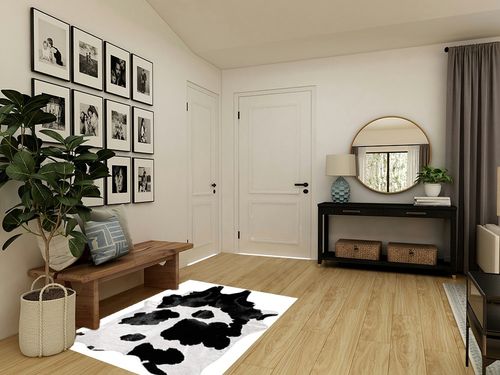 Black and White Cowhide Rug Natural Cow Skin Cow Hide Leather Area Rug Hair On, 5 ft X 4 ft Premium Black White Shed Free Natural Hide in Transitional Minimalistic Entryway