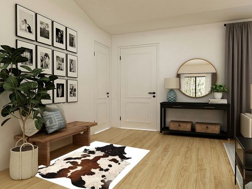 MeshNew Pure Brown Tricolor Cowhide Rug Black Brown and White Luxurious Cow Skin Tri Color (5 X 4) in Transitional Minimalistic Entryway