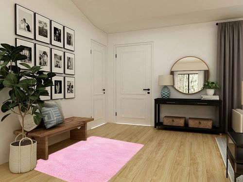 Softlife Ultra Soft Fluffy Area Rugs for Bedroom, Girls and Boys Room Kids Room Nursery Rug, 4 x 5.3 Feet Shaggy Fur Indoor Plush Modern Floor Carpet for Living Room, Pink in Transitional Minimalistic Entryway