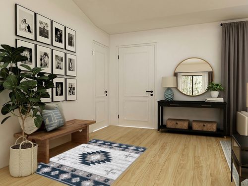 Well Woven Southwestern Rodrigo 3'11" x 5'3" Blue Area Rug in Transitional Minimalistic Entryway