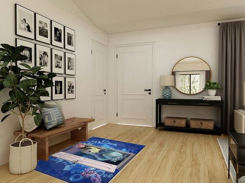 Jay Franco Disney Monsters Inc Scare Team Room Rug - Large Area Rug Measures 4 x 5 Feet Features Mike Wazowski, James Sullivan, & Boo (Offical Disney Product) in Transitional Minimalistic Entryway