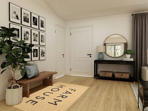 Farmhouse Ticking Farmhouse Chenille Area Rug-CRWN1468YE8 Gracie Oaks Rug Size ... in Transitional Minimalistic Entryway