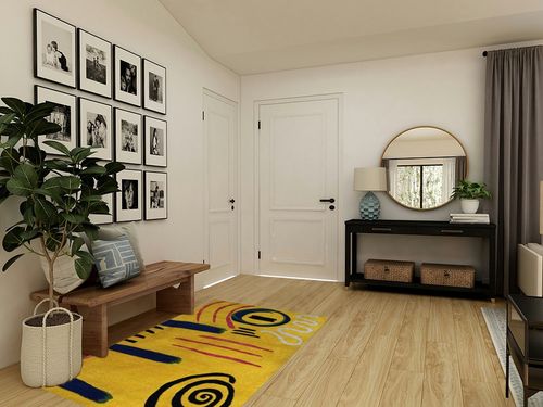 Hand-Made Hand-Tufted Yellow Modern Area Rug for Living Room Kids Room - 4' x 6' in Transitional Minimalistic Entryway