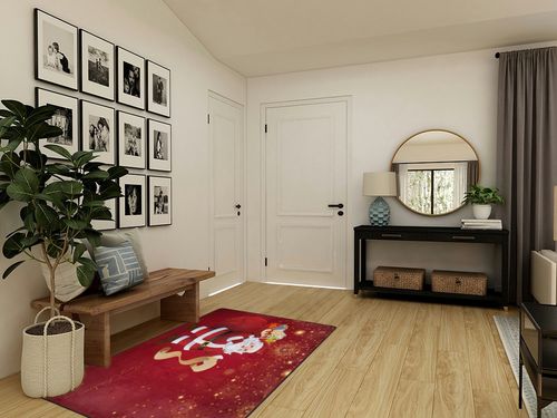 ALAZA Christmas Santa Claus with Gift Red Firework Area Rug for Living Room Bedroom 6'x4' in Transitional Minimalistic Entryway