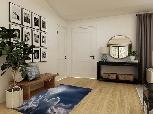 Ambesonne Night Sky Area Rug, Celestial Photo Big Full Moon and Fluffy Clouds Majestic Dramatic Idyllic, Flat Woven Accent Rug for Living Room Bedroom Dining Room, 4' X 5' 7", Dark Blue White in Transitional Minimalistic Entryway