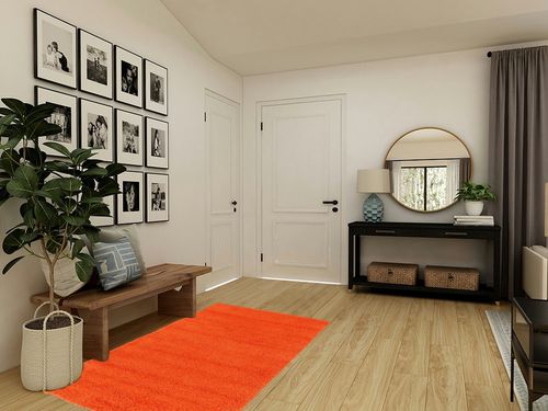 Unique Loom Solid Shag Collection Area Rug (4' 1" x 6' 1" Rectangle, Tiger Orange) in Transitional Minimalistic Entryway