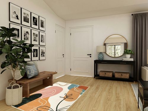 Wonnitar Boho Art Area Rug - 4x6 Washable Entry Large Rug,Abstract Minimalist Line Bathroom Soft Accent Mat,Non-Slip Aesthetic Mid Century Modern Floor Carpet for Bedroom Living Room Office in Transitional Minimalistic Entryway