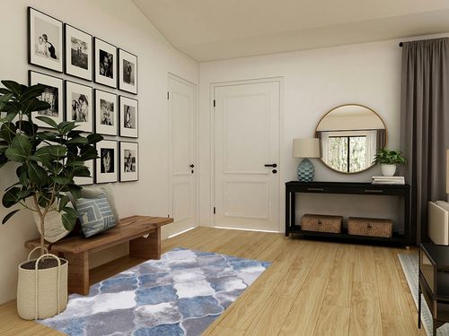 FINOREN Minimalist Area Rug,Blue Gray Block Soft Non-Slip Rug for Bedroom Living Room Hallway Dining Room Home Entrance,Washable Low Pile Floor Decor,Child Pet Friendly,Blue-Gray,4x6 Feet in Transitional Minimalistic Entryway