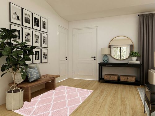 Safavieh Augustine Collection Accent Rug - 4' x 6', Pink & Ivory, Moroccan Boho Trellis Fringe Design, Non-Shedding & Easy Care, Ideal for High Traffic Areas in Foyer, Living Room, Bedroom (AGT829U) in Transitional Minimalistic Entryway