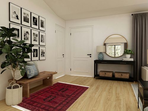 nuLOOM Billie Traditional Paneled Fringe Area Rug, 4' x 6', Red in Transitional Minimalistic Entryway