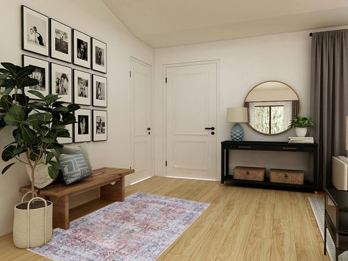 Bloom Rugs Caria Washable Non-Slip 4x6 Rug - Brick/Dark Blue Area Rug for Living Room, Bedroom, Dining Room and Kitchen - Exact Size: 4' x 6' in Transitional Minimalistic Entryway