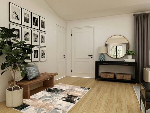 Lahome Modern Geometric Area Rug Washable, 4x6 Area Rug for Bedroom Farmhouse Patchwork Floor Carpet for Living Room Kitchen, Low Profile Office Throw Rug Non Slip for Entryway, Beige in Transitional Minimalistic Entryway