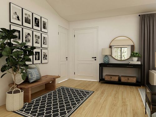 SAFAVIEH Courtyard Collection Accent Rug - 4' x 5'7", Black & Beige, Trellis Design, Non-Shedding & Easy Care, Indoor/Outdoor & Washable-Ideal for Patio, Backyard, Mudroom (CY6918-226) in Transitional Minimalistic Entryway