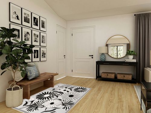 Nourison Aloha Indoor/Outdoor Black White 3'6" x 5'6" Area -Rug, Easy -Cleaning, Non Shedding, Bed Room, Living Room, Dining Room, Deck, Backyard, Patio, High Traffic (4x6) in Transitional Minimalistic Entryway