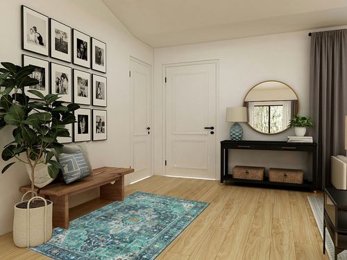 Moynesa Ultra-Thin Washable Area Rug - 4x6 Teal Living Room Rug Oriental Rugs for Bedroom, Non Slip Non Shedding Low Pile Entryway Carpet for Bedroom Dressing Room Office in Transitional Minimalistic Entryway