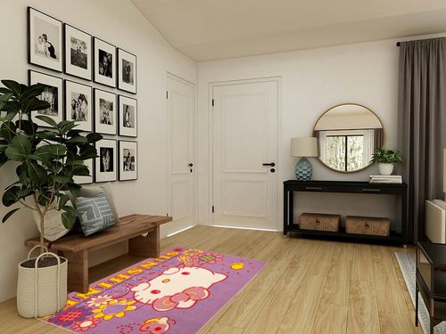 Franco Hello Kitty Kids Room Non Slip Area Rug, 69 in x 52 in, (Official Licensed Product) in Transitional Minimalistic Entryway
