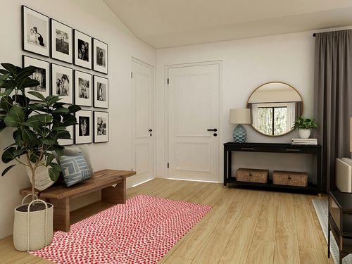 Super Area Rugs Tri-Color Cotton Farmhouse Braided Cotton Rug - Buffalo Check Red,White,Gray 4' x 6' Rectangle in Transitional Minimalistic Entryway
