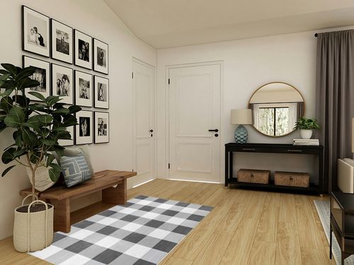 nuLOOM Lucy Machine Washable Farmhouse Buffalo Plaid Area Rug, 4x6, Grey in Transitional Minimalistic Entryway