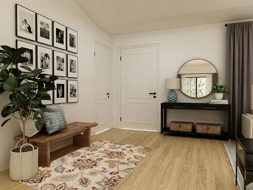 SUPERIOR Indoor Area Rug Perfect for Hallways, Entryway, Office, Living Room, Hardwood, Tile, Jute Backed, Modern Farmhouse Floral Decor, Jacobean Collection - 4ft x 6ft, Stone in Transitional Minimalistic Entryway