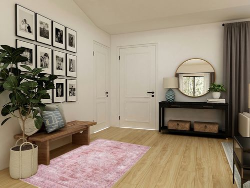 DECOMALL Kalina Washable Area Rugs Pink, Bohemian Vintage Foldable Carpet for Foyer Laundry Room Bedroom, 4x6ft in Transitional Minimalistic Entryway