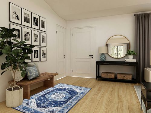 COZYLOOM Vintage Rug 4x6 Medallion Area Rug Faux Wool Soft Rug Indoor Plush Low Pile Floor Cover Boho Floral Distressed Carpet Washable Rug for Living Room Bedroom Foldable Thin Rug Blue in Transitional Minimalistic Entryway