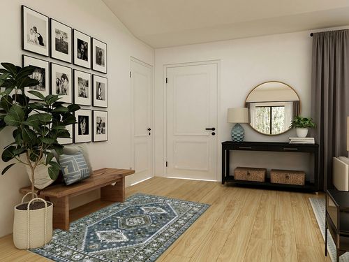 Rofee Living Boho Area Rug 4x6 Washable Olive Green and Blue Vintage Distressed Accent Floor Carpet for Living Room Bedroom in Transitional Minimalistic Entryway