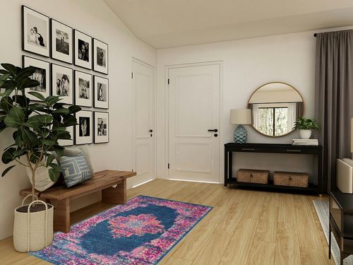 HomeRoots 4' X 6' Blue Power Loom Area Rug in Transitional Minimalistic Entryway