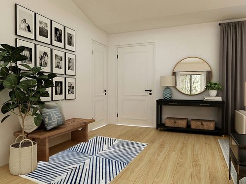 Alfa Rich 4x6 Area Rug, Ultra-Thin Geometric Grey Blue Rug, Non-Slip Machine Washable Rugs in Transitional Minimalistic Entryway