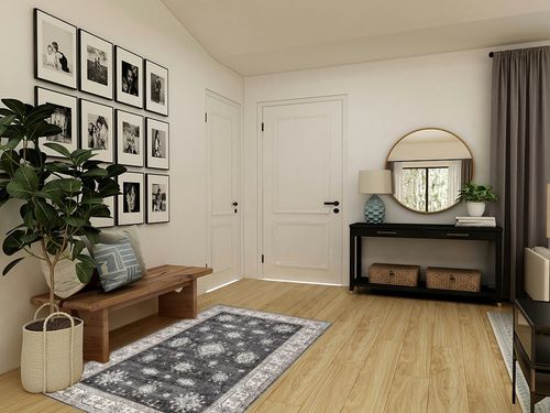 nuLOOM Mollie Machine Washable Traditional Border Area Rug, 4' x 6', Charcoal in Transitional Minimalistic Entryway