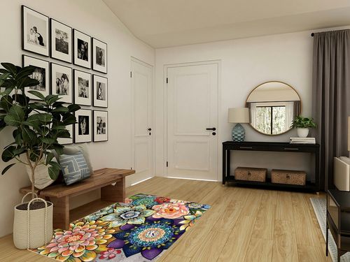 Modern Floral Flower Area Rugs 4x6 for Bedroom Living Room Colorful Vintage Boho Large Entryway Throw Rug Non-Slip Machine Washable Floor Carpet for Home Decor (4’X 6’, Floral) in Transitional Minimalistic Entryway