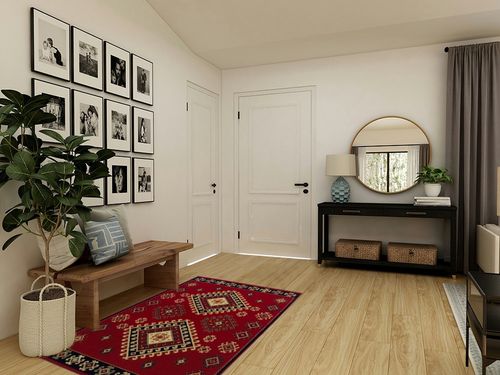 SUPERIOR Indoor Small Area Rug with Jute Backing, Bohemian Geometric Rugs for Home, Bedroom, Living Room, Kitchen, Entryway, Office, Southwestern Floor Decor, Santa Fe Collection, 4' x 6', Red in Transitional Minimalistic Entryway