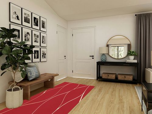 Deconovo Christmas Wave Printed Thermal Insulated Blackout Curtains, Room Darkening Energy Efficient Panel, Grommet Drapes for Bedroom (52W x 96L Inch, 2 Panels, Red) in Transitional Minimalistic Entryway