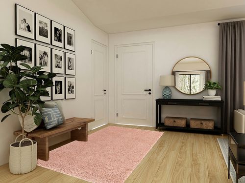 Everyday Shag Rug Pink in Transitional Minimalistic Entryway