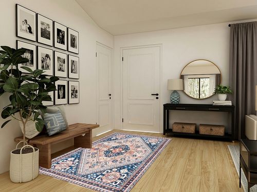 nuLOOM Nevaeh Machine Washable Bohemian Medallion Area Rug in Transitional Minimalistic Entryway