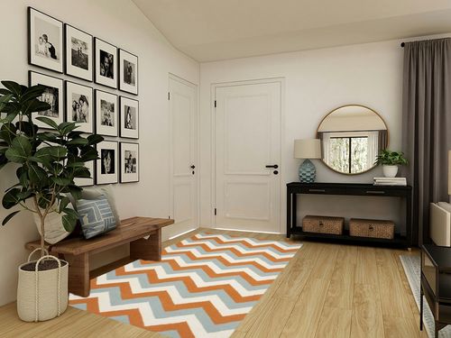 Safavieh 5' x 8' Dhurries Dhu640c Terracotta / Blue Rug in Transitional Minimalistic Entryway