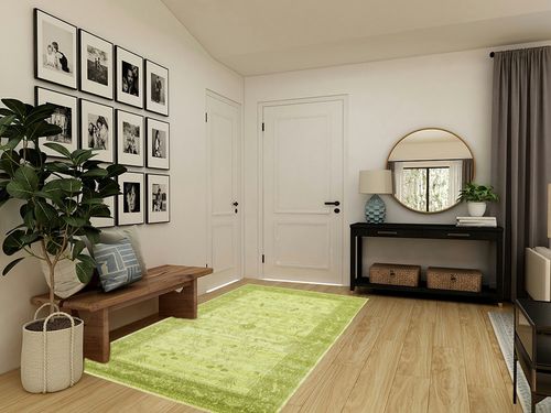 Unique Loom La Jolla Collection Farmhouse, Contemporary, Botanical, Traditional, Vintage Area Rug, 5 x 8 ft, Light Green/Green in Transitional Minimalistic Entryway