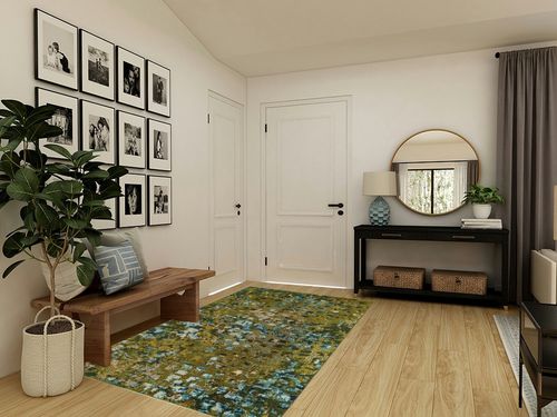 Unique Loom Jardin Collection Colorful, Vibrant, Abstract, Modern Area Rug, 5 x 8 ft, Green/Olive in Transitional Minimalistic Entryway