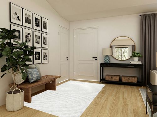 Orren Ellis Montpetit Hand-Woven Off White Area Rug, Size: Rectangle 5' x 8' in Transitional Minimalistic Entryway