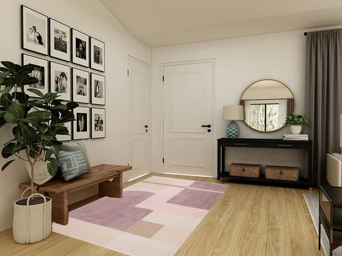 Swanscombe Geometric Pink/Light Purple Area Rug Wade Logan Rug Size: Rectangle 5 ... in Transitional Minimalistic Entryway