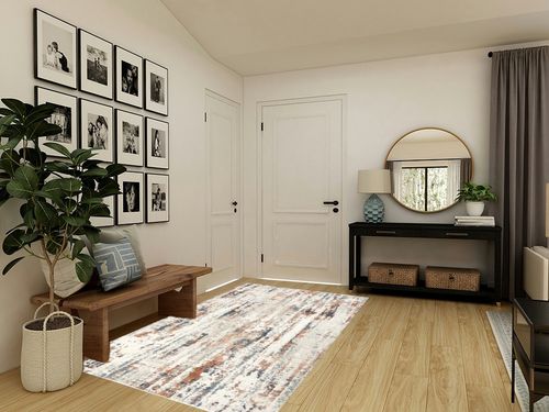 nuLOOM Viviana Transitional Abstract Beige 5 ft. x 8 ft. Area Rug in Transitional Minimalistic Entryway