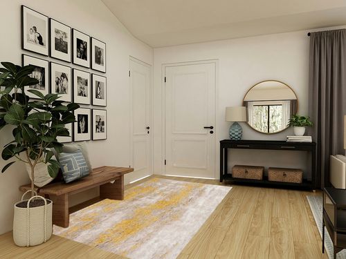 Alban Abstract Shag Gold/Beige Indoor Area Rug 17 Stories Rug Size: Rectangle 5' x 8' in Transitional Minimalistic Entryway