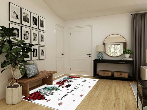 Christmas Snowman Area Rug for Living Room, Rectangular Indoor Carpet - 5' x 8', Winter Snowflake Xmas Tree Plaid Non-Skid Bathroom Mat Kitchen Runner Rugs for Bedroom in Transitional Minimalistic Entryway