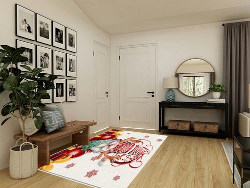 Christmas Gnomes Area Rug 5 x 8, Washable Bedroom Rug Non-Slip Kitchen Rugs Non Shedding Floor Cover Mat Runner Rug for Living Room Dining Room Outdoor Carpet Christmas Tree Gift Elk in Transitional Minimalistic Entryway
