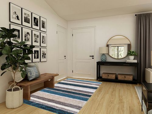 NuLOOM Drey Striped Shag Area Rug, 5' x 8', Blue Multi in Transitional Minimalistic Entryway