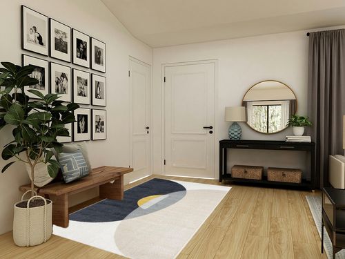 Abani Geometric Beige/Charcoal Yellow Area Rug - 5'x 8' - Modern Half-Moon Design Mid-Century Deco - Easy to Clean - Durable for High Traffic Areas – Bedroom & Office - Medium Pile in Transitional Minimalistic Entryway