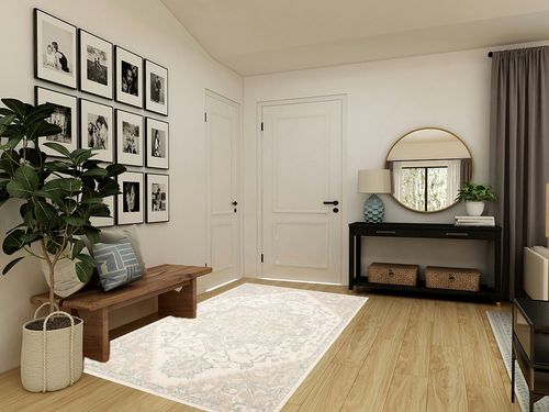 SAFAVIEH Micro-Loop Collection Area Rug - 5' x 8', Ivory & Beige, Handmade Shabby Chic Medallion Wool, Ideal for High Traffic Areas in Living Room, Bedroom (MLP503B) in Transitional Minimalistic Entryway