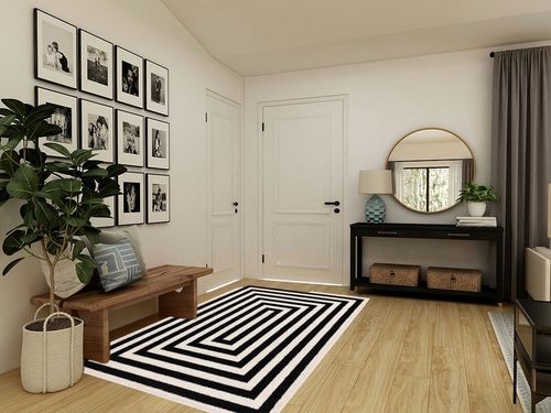 Abani Contemporary Black & Ivory 5'3" x 7'6" Area Rug, Contrasting Geometric Modern Stripe Symmetrical Living Room Carpet Rugs in Transitional Minimalistic Entryway