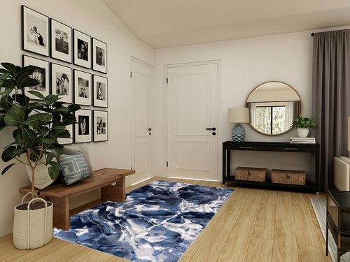 Abani Rugs Contemporary Blue & Grey Marble Ice Design 5’3” x 7’6” (5'x8') Area Rug - Modern Swirl Watercolor Non-Shedding Bedroom Rug in Transitional Minimalistic Entryway