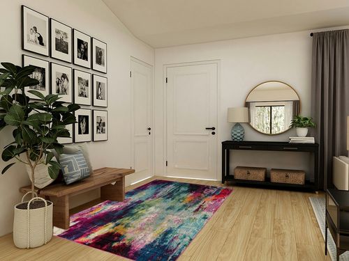 Unique Loom Chromatic Collection Modern Colorful & Vibrant Abstract Area Rug for Any Home Décor, 5 ft x 8 ft, Multi/Light Blue in Transitional Minimalistic Entryway